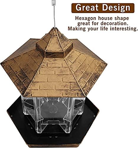 Wild Bird Feeder Hanging for Garden Yard Outside Decoration, Hexagon Shaped with Roof - Decotree.co Online Shop