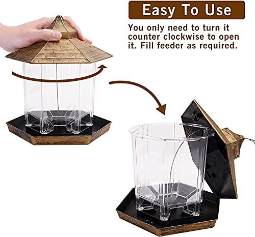 Wild Bird Feeder Hanging for Garden Yard Outside Decoration, Hexagon Shaped with Roof - Decotree.co Online Shop