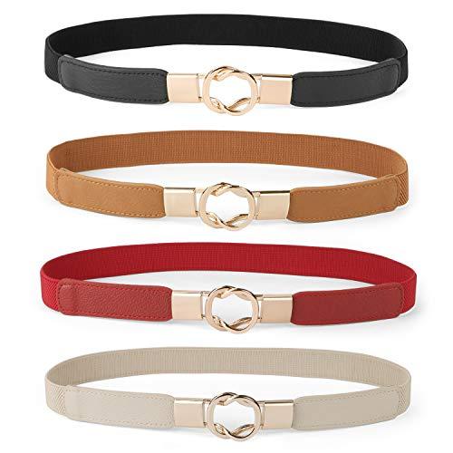 Women Skinny Belt for Dresses Retro Stretch Ladies Waist Belt Plus Size Set of 4 - Decotree.co Online Shop