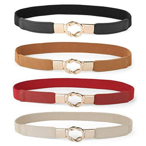 Women Skinny Belt for Dresses Retro Stretch Ladies Waist Belt Plus Size Set of 4 - Decotree.co Online Shop