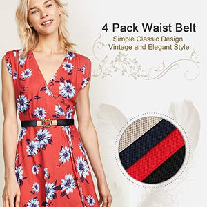 Women Skinny Belt for Dresses Retro Stretch Ladies Waist Belt Plus Size Set of 4 - Decotree.co Online Shop