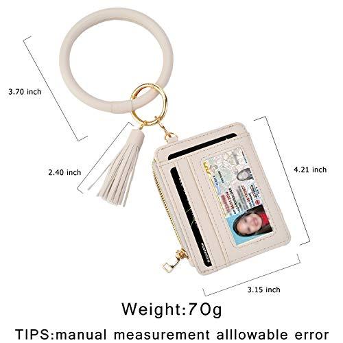 Wristlet Bracelet Keychain Card Holder Card Pocket PU Leather Purse Tassel Keychain Bangle Key Ring for Women Girls - Decotree.co Online Shop